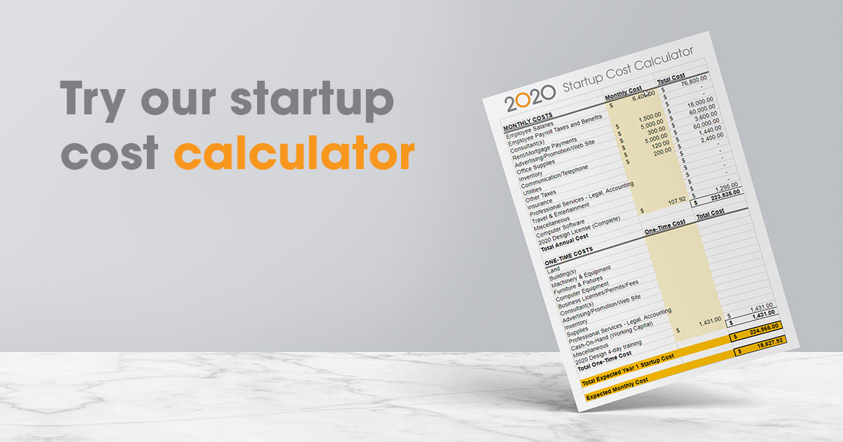 Try our startup cost calculator