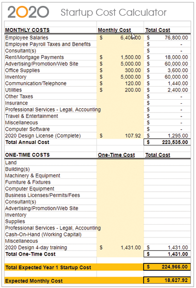 Startup Cost Calculator for Interior Designers and Contractors  19