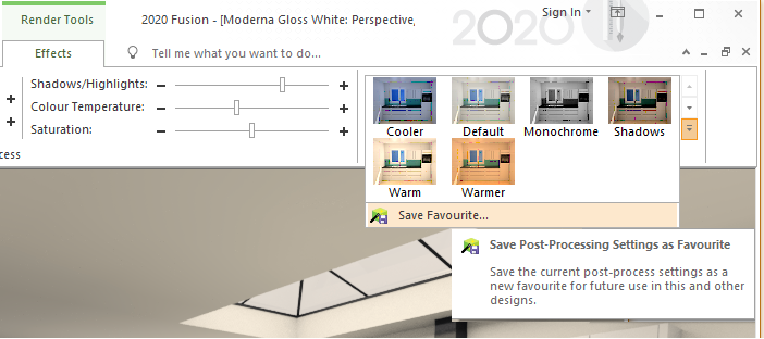 Easily Save and Recall Post-Processing Effects 