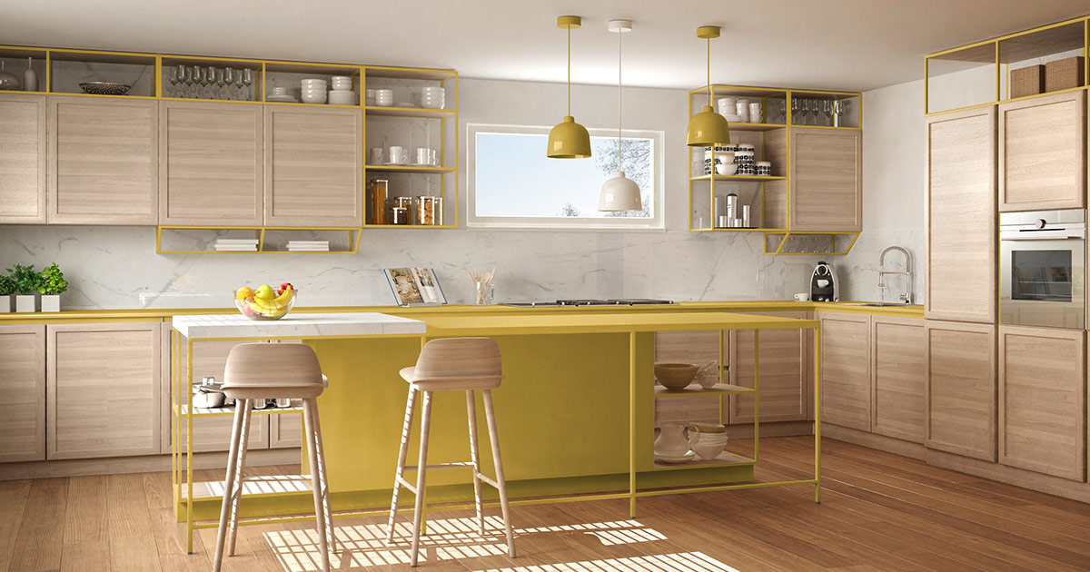 Bright accent colors kitchen design trends