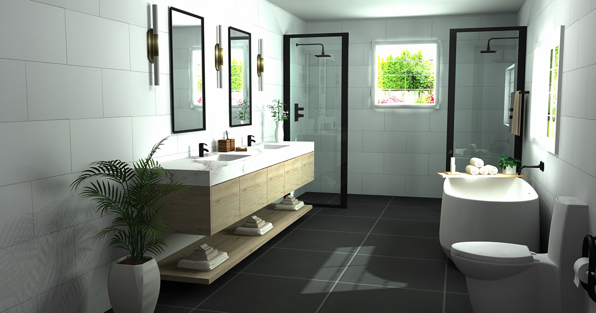 2020 Design rendering luxury bathroom