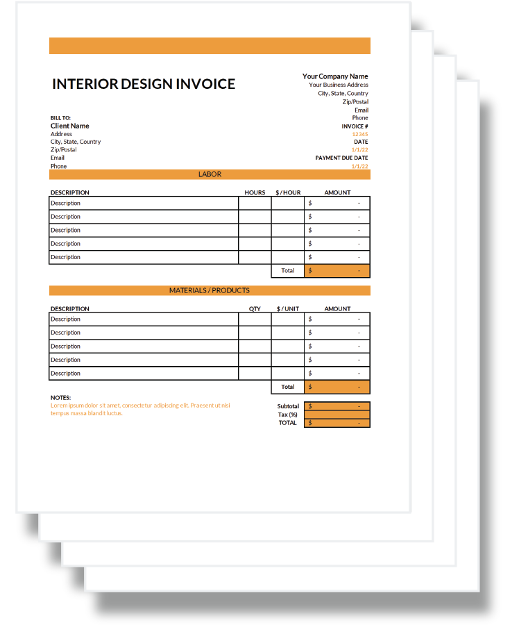 Interior Design Invoice