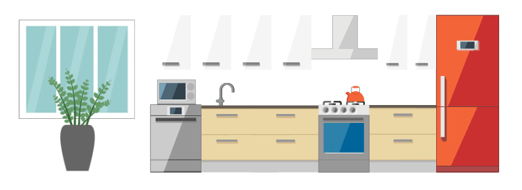 Open the door to cabinets in your 	 kitchen cabinetry design software.
